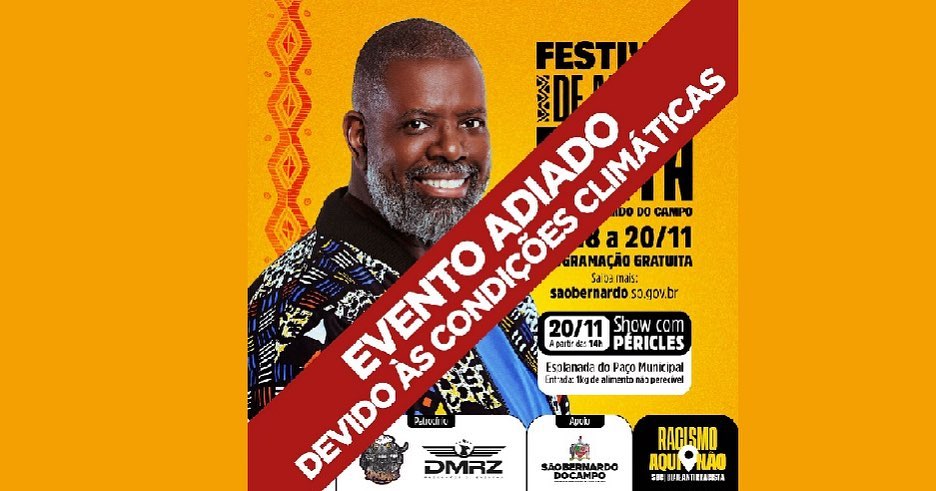 Festival de Arte Preta de São Bernardo é adiado em razão da previsão climática. Com expectativa de público acima de 50 mil pessoas a serem recebidas em espaços públicos e abertos, a programação será realizada em nova data a ser anunciada. 

#feriadoconsciêncianegra #pericles @pericles @prefsbc #festivalartepreta #prefsbc